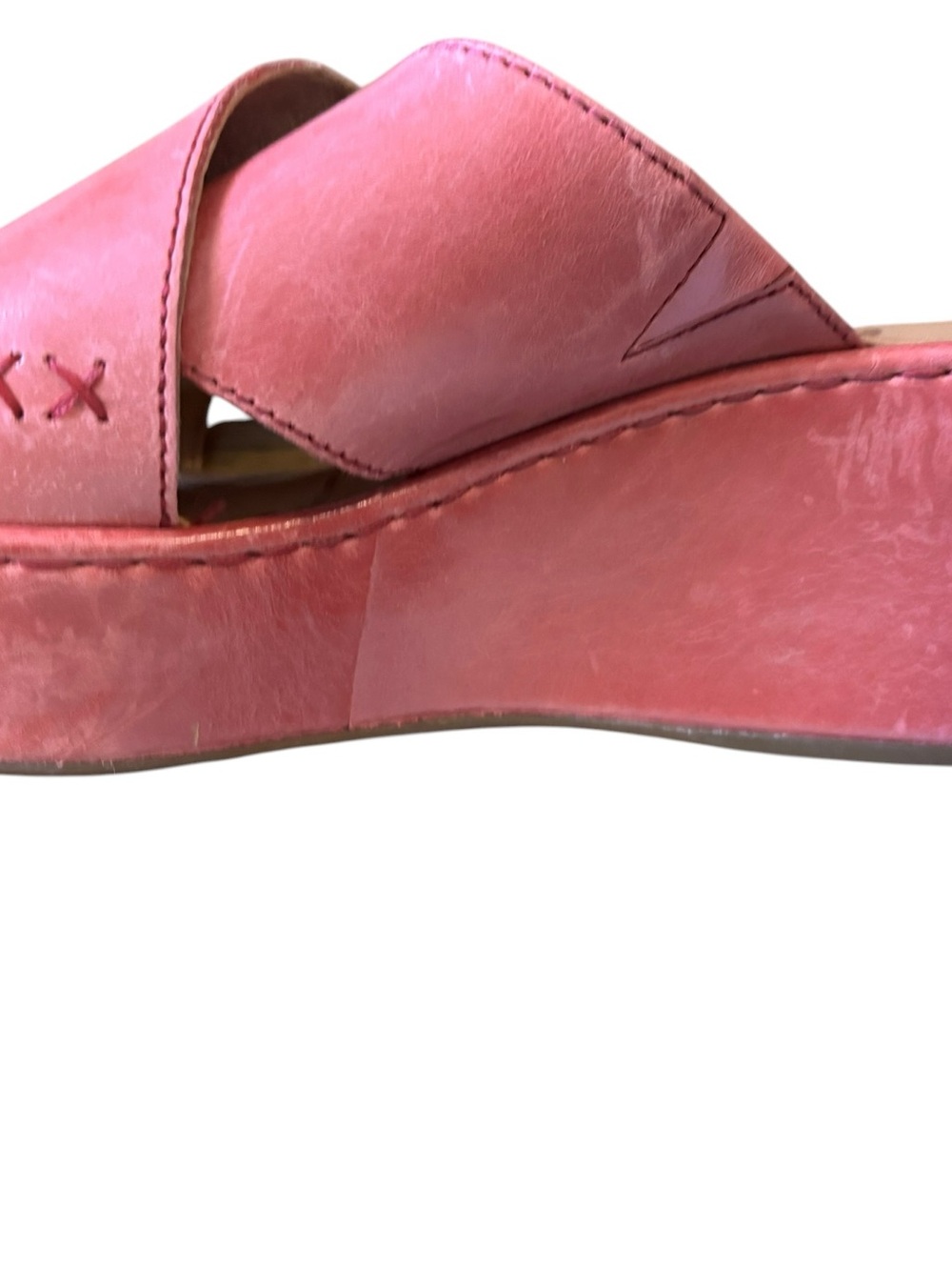 Born Pink Leather Crisscross Slide Mules with Buckle - Picture 6 of 13